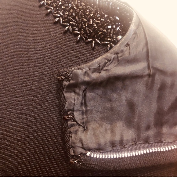 VINTAGE EVENING JACKET / TOP Black w Bead Work Heavy Knit One Of A Kind Vintage - Picture 7 of 10